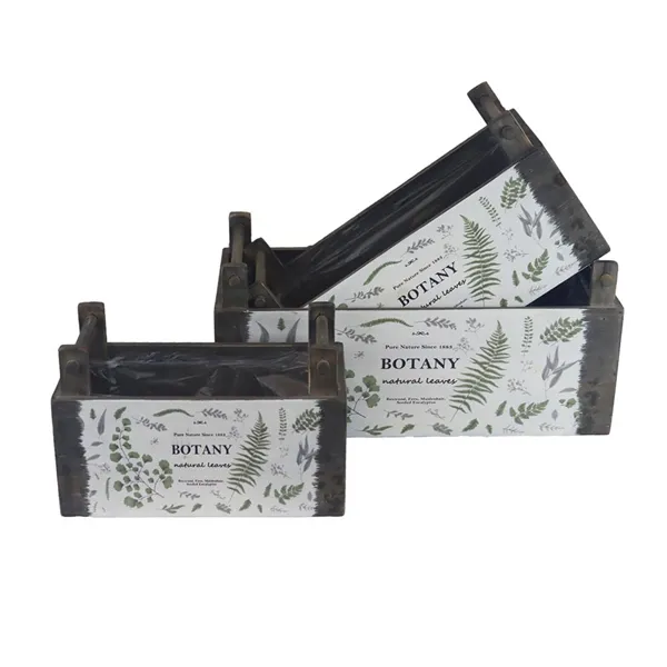 Wooden planter with plastic lining, S/3 D7071