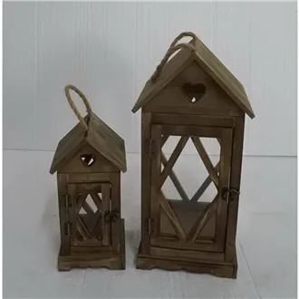 Wooden lantern, S/2 D7086