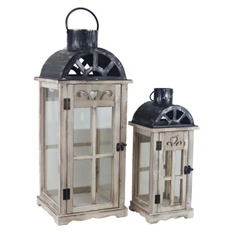Wooden lantern, S/2 D7093