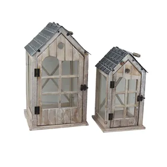 Wooden lantern, S/2 D7208