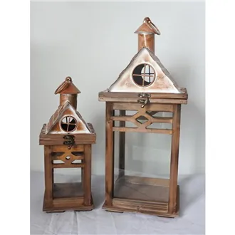 Wooden lantern, S/2 D7211
