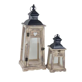 Wooden lantern, S/2 D7217
