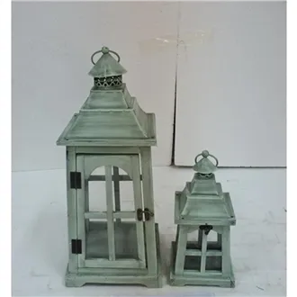 Wooden lantern S/2 D7218