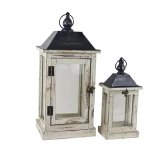 Wooden lantern, S/2 D7228