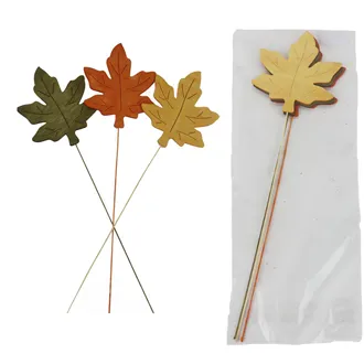 Maple leaf on stick, 3 pcs D7429
