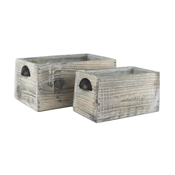 Planter with plastic lining, S/2 D7495