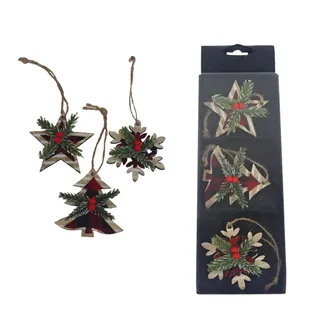 Christmas decorations for hanging, 3 pcs D7524