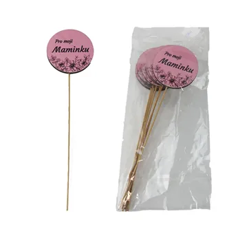 Decoration on stick PRO MOJI MAMINKU, 8 pcs D7603