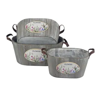 Planter with plastic lining, S/3 D7620