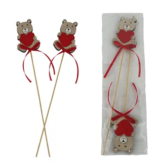 Teddy bear on Stick, 2 pcs D7728