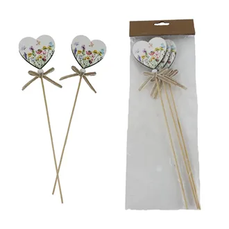 Heart flower pick, 3 pcs D7822