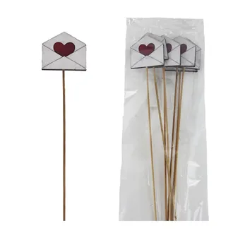 Decorative pick envelope with heart, 8 pcs D7858