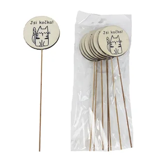 Decorative pick with cat, 8 pcs D7864