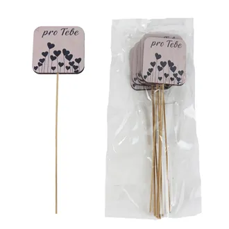 Decorative pick with inscription Pro Tebe, 8 pcs D7866