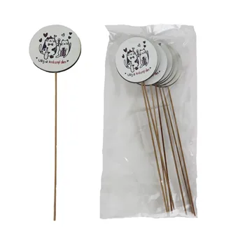 Decorative pick with cats and inscription Užij si krásný den, 8 pcs D7868