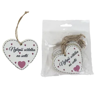 Hanging heart with inscription Nejlepší učitelka na světě, 10 pcs D7871