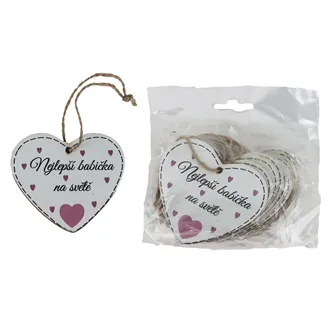 Hanging heart with inscription Nejlepší učitelka na světě, 10 pcs D7871