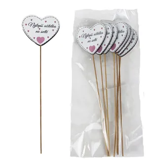 Decorative pick with inscription Nejlepší učitelka na světě, 8 pcs D7874