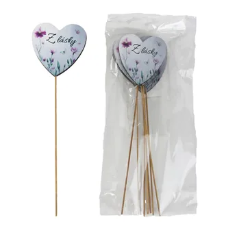 Decorative heart pick with inscription Z LÁSKY, 8 pcs D7876