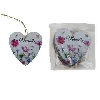 Hanging heart with inscription MAMIČKE, 10 pcs D7877/SK