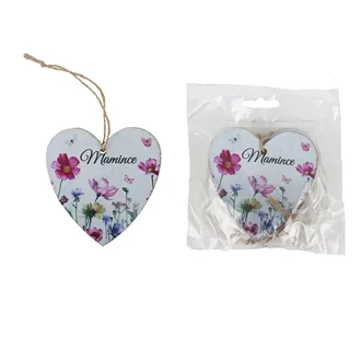 Hanging heart with inscription MAMIČKE, 10 pcs D7877/SK
