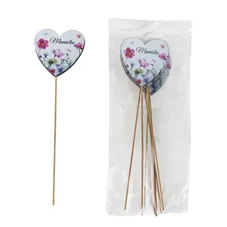 Decorative heart pick with inscription MAMIČKE, 8 pcs D7878/SK