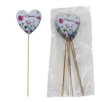  Decorative heart pick with inscription Mamince, 8 pcs D7878