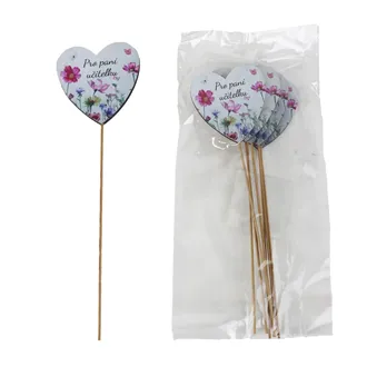 Decorative heart pick with inscription Pro paní učitelku, 8 pcs D7880