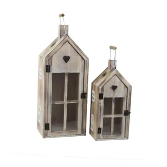 Wooden Lantern S/2 D7911