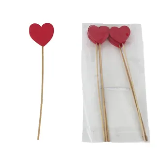 Heart deco on stick 6 pcs D7973