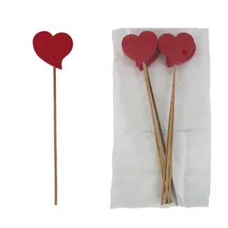 Heart deco on stick 6 pcs D7975