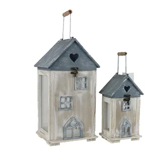 Wooden Lantern S/2 D8340