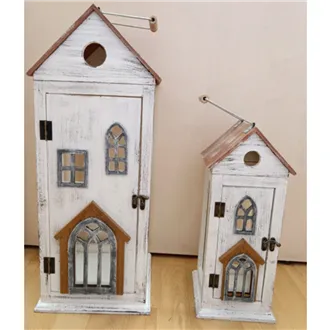 Wooden Lantern S/2 D8361