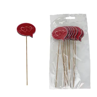 Heart Plant Stake 8 pcs D8371