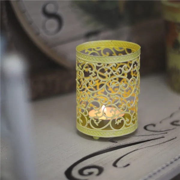 Decorative candleholder metal K0016-02 yellow