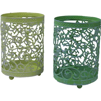Decorative candleholder metal K0016 green