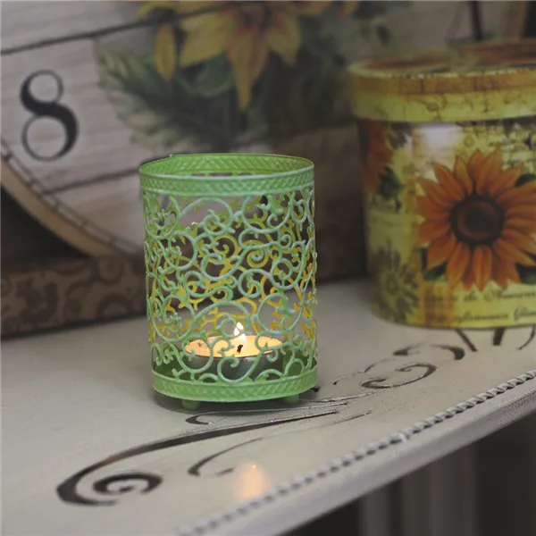 Decorative candleholder metal K0016 green