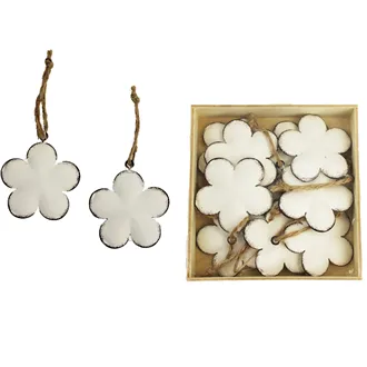 Metal flowers white , 10 pcs K0414