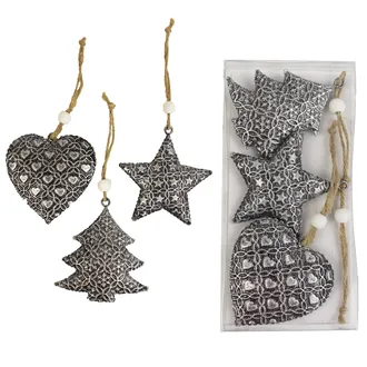 Metallic ornaments, 3 pcs K1201