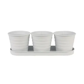 Set of 3 flower pots with a tray K2570-01 
