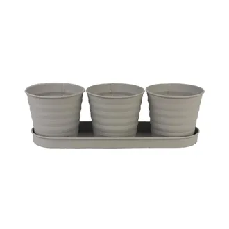 Set of 3 flower pots with a tray K2570-21 