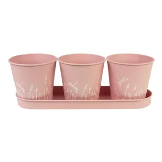Set of 3 flower pots with a tray K2585-05 
