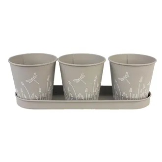 Set of 3 flower pots with a tray K2585-21 