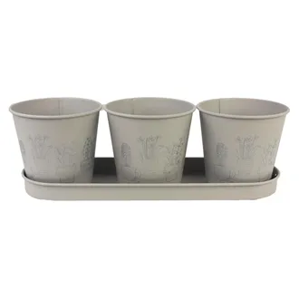 Set of 3 flower pots with a tray K2601-21