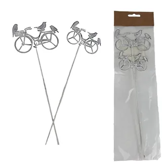 Bike with birds on stick, 2 pcs K3282