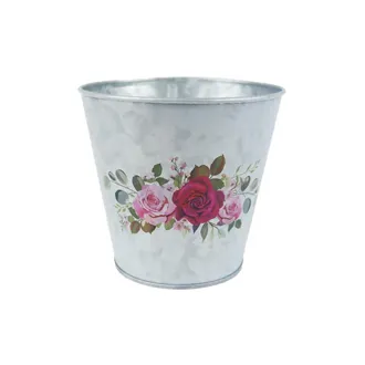 Metal flower pot rose K3335/2