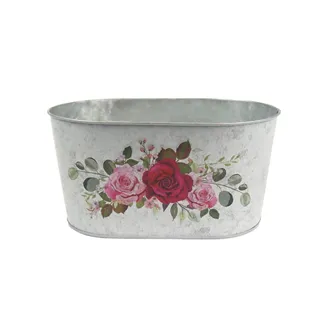 Metal flower pot rose K3336/2