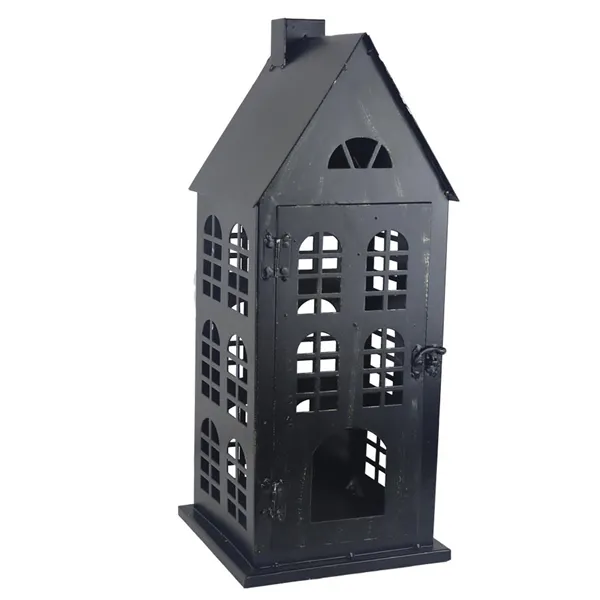 Decorative metal house candle holder, S/5 K4444
