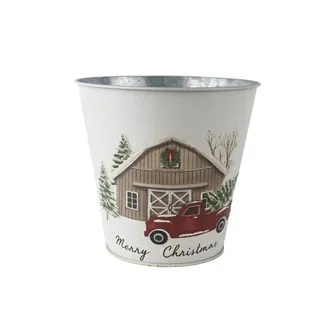 Christmas tin flower pot K4485/2