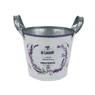 Tin flower pot lavender motif K4595/1